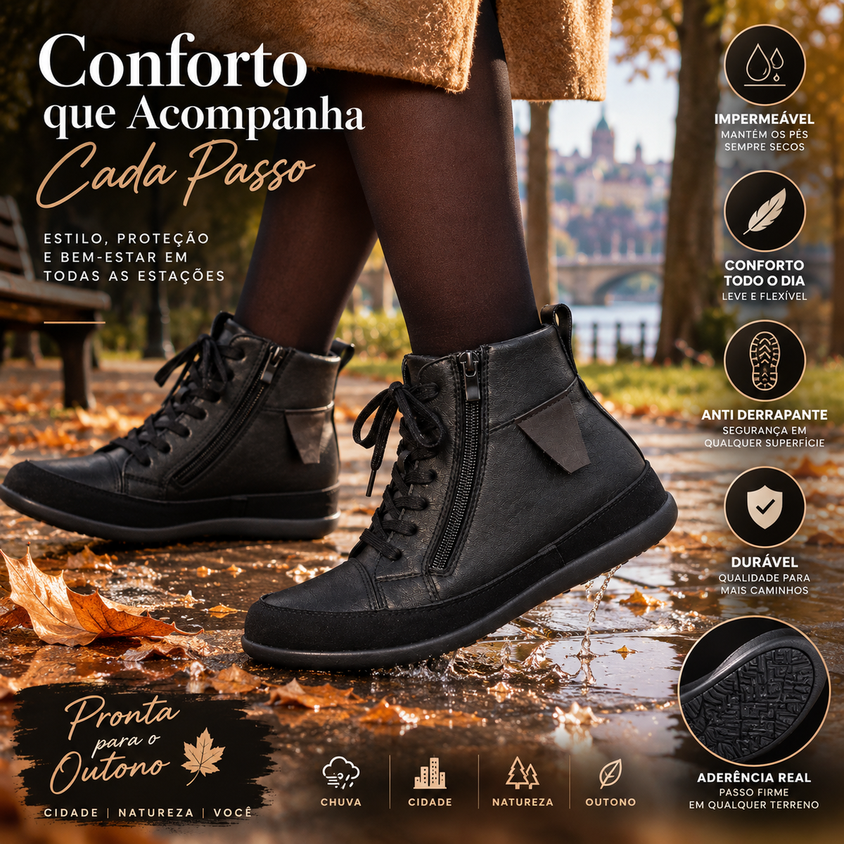 Isayara – Botins ankle super confortáveis em sintético