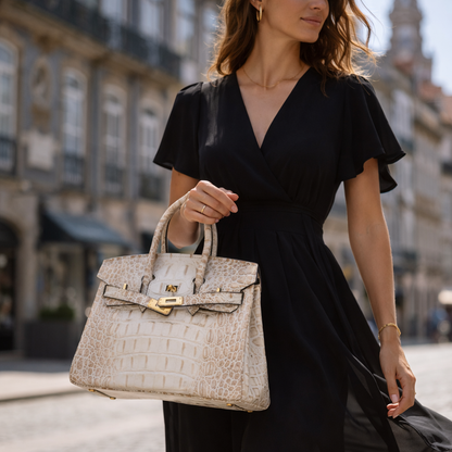 Jane Croco Himalaya – Bolsa 30 cm em Couro Genuíno