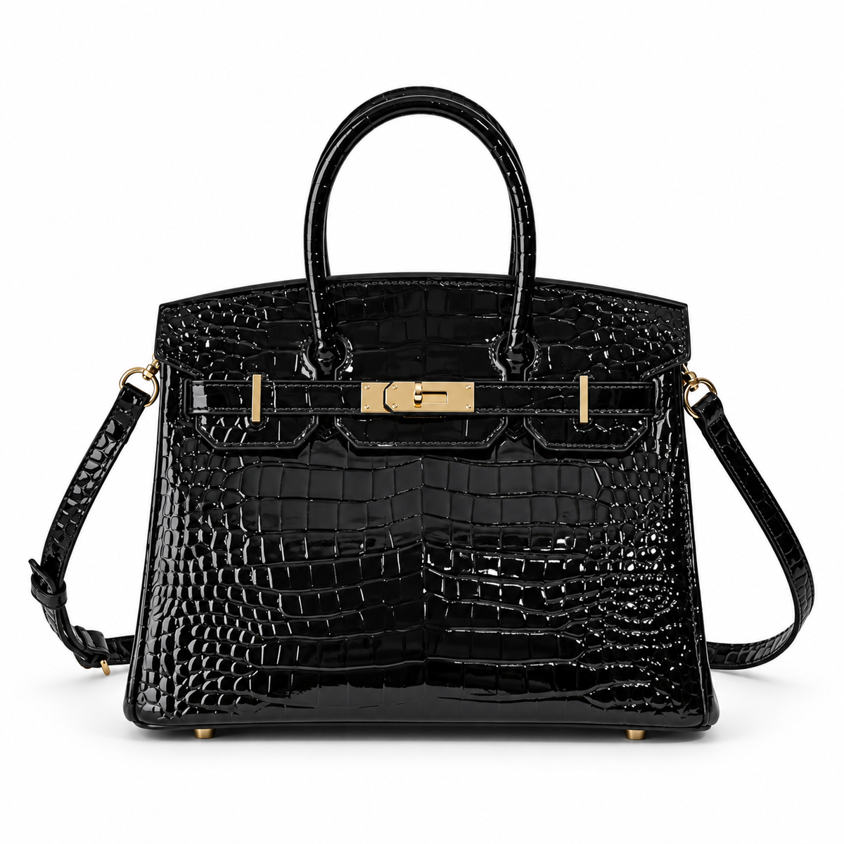 Jane New Croco  – Bolsa Estruturada em Couro Genuíno com Textura Crocodilo
