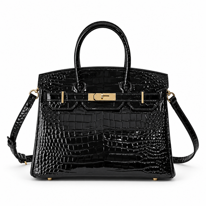 Jane New Croco  – Bolsa Estruturada em Couro Genuíno com Textura Crocodilo
