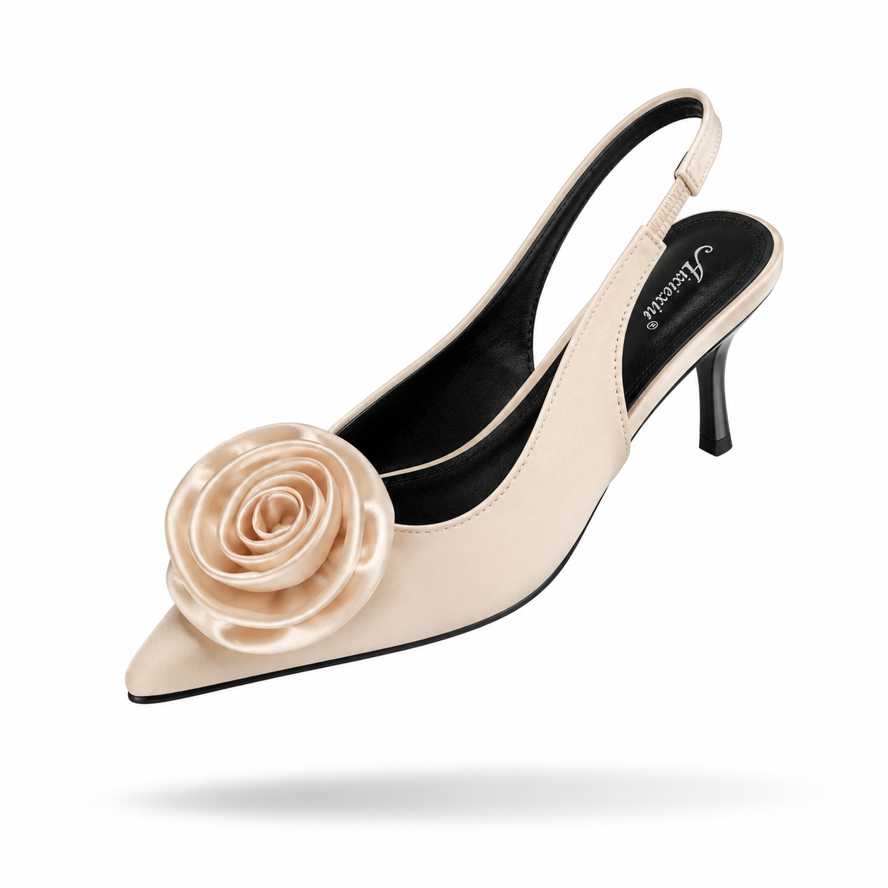 Sapatos Elegantes Flor de Cetim – Salto Fino