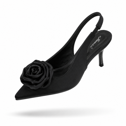 Sapatos Elegantes Flor de Cetim – Salto Fino