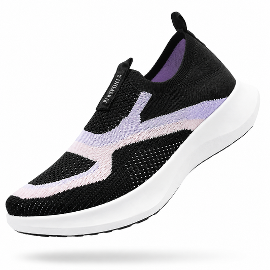 Minimalist stretch sock knit women's shoes, dual-tone curved jacquard side motif, wave-layered thick midsole, versatile travel flat