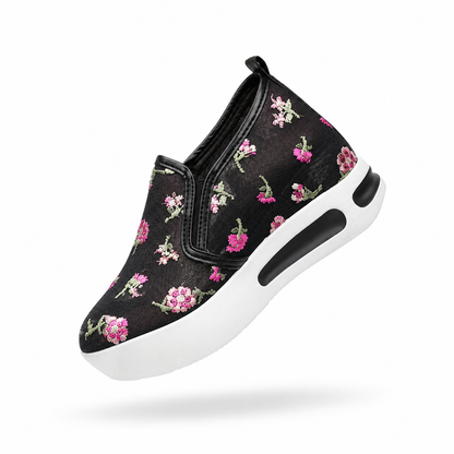 Spring and Autumn new embroidered mesh shoes wedge heel platform slip-on casual shoes foreign trade large size mesh breathable mesh shoes
