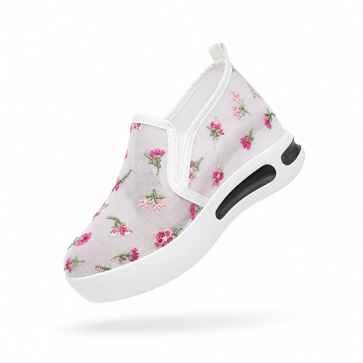 Spring and Autumn new embroidered mesh shoes wedge heel platform slip-on casual shoes foreign trade large size mesh breathable mesh shoes