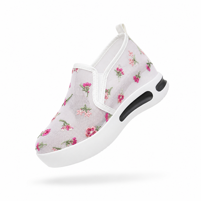 Spring and Autumn new embroidered mesh shoes wedge heel platform slip-on casual shoes foreign trade large size mesh breathable mesh shoes