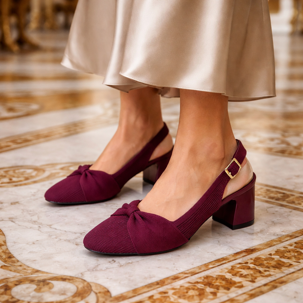 Valentina Rouge - Elegant Mid-Heel Slingback Shoe