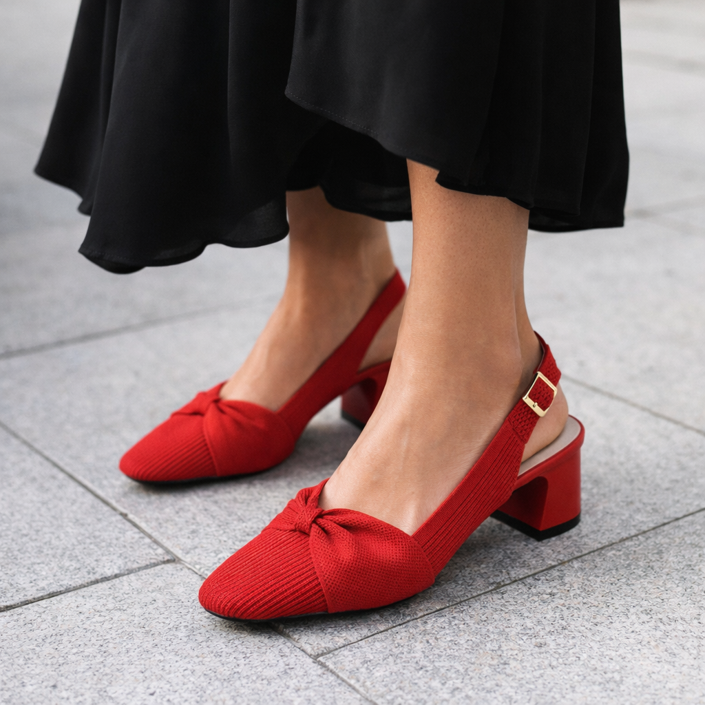 Valentina Rouge - Elegant Mid-Heel Slingback Shoe