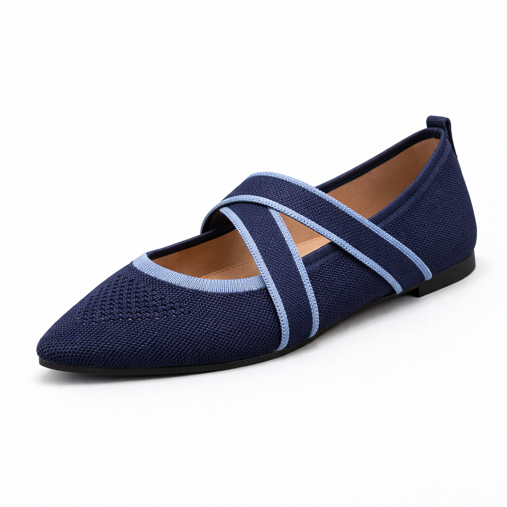 Élise - Elegant Two-Tone Flat with Criss-Cross Straps