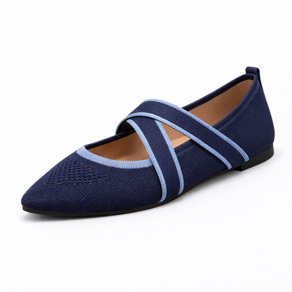 Élise - Elegant Two-Tone Flat with Criss-Cross Straps