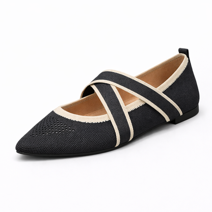 Élise - Elegant Two-Tone Flat with Criss-Cross Straps