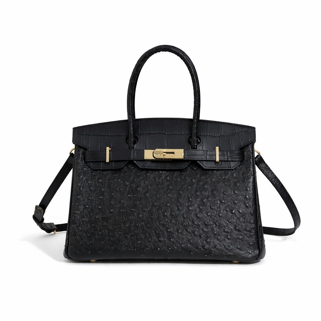 Jane Ostrich 30 – Bolsa em Couro com Textura Avestruz