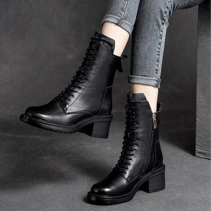 GKTINOO Women's Cowhide Boots Square Heel 6 cm