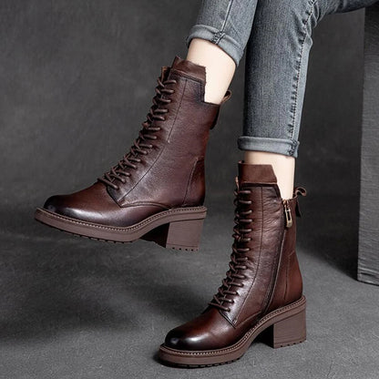 GKTINOO Women's Cowhide Boots Square Heel 6 cm