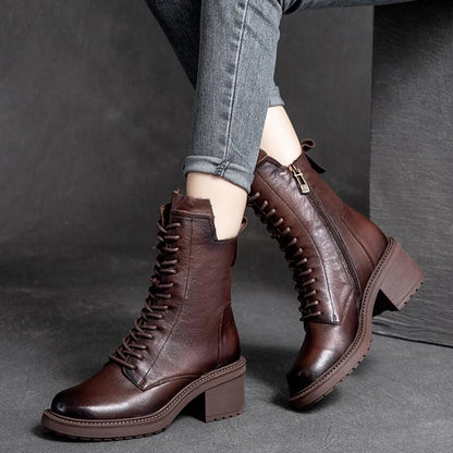 GKTINOO Women's Cowhide Boots Square Heel 6 cm