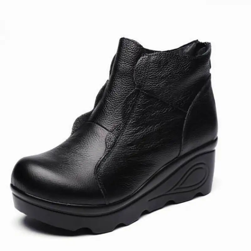 GKTINOO Women's Genuine Leather Soft Lined Wedge Ankle Boots