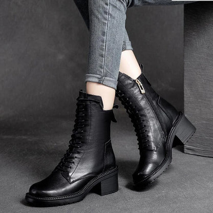 GKTINOO Women's Cowhide Boots Square Heel 6 cm