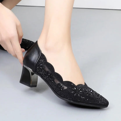 GKTINOO Sapatos Femininos 2025 Couro Genuíno Salto Quadrado