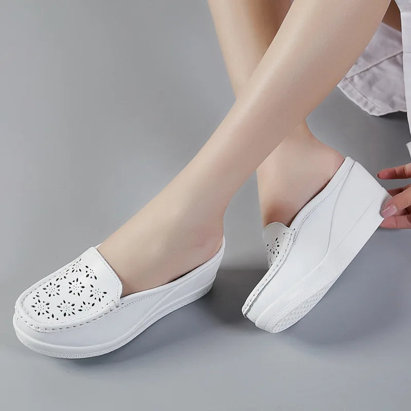 Agata Nuria - Mule ultra confortable en cuir véritable