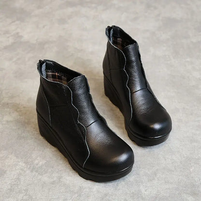 GKTINOO Women's Genuine Leather Soft Lined Wedge Ankle Boots