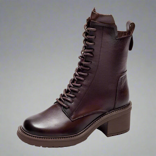 Bottes pour femmes GKTINOO en cuir de vachette, talon carré de 6 cm