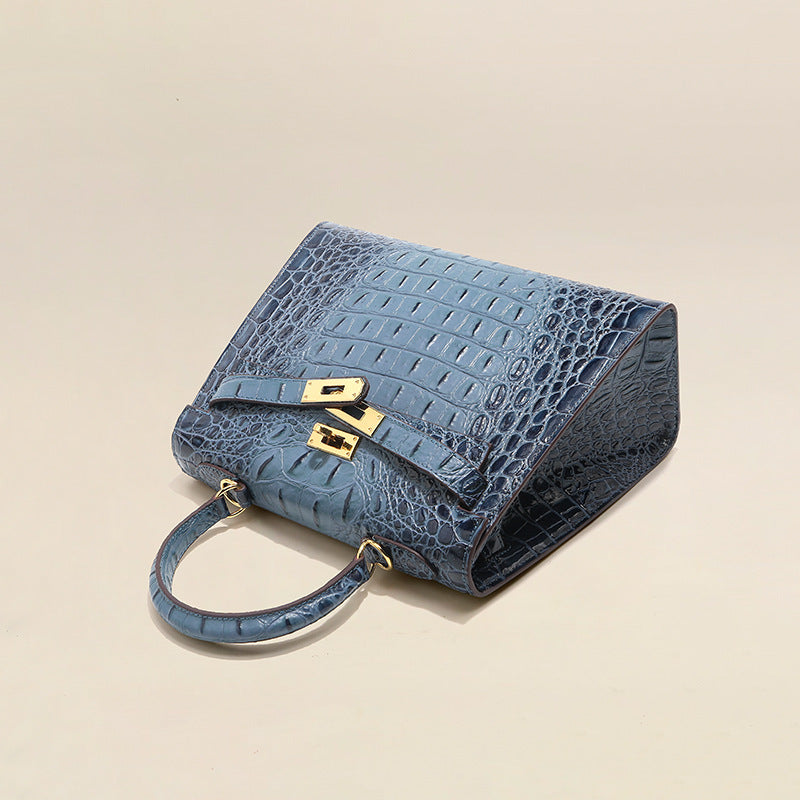 Grace Croco Royal – Bolsa 28 cm em Couro Genuíno