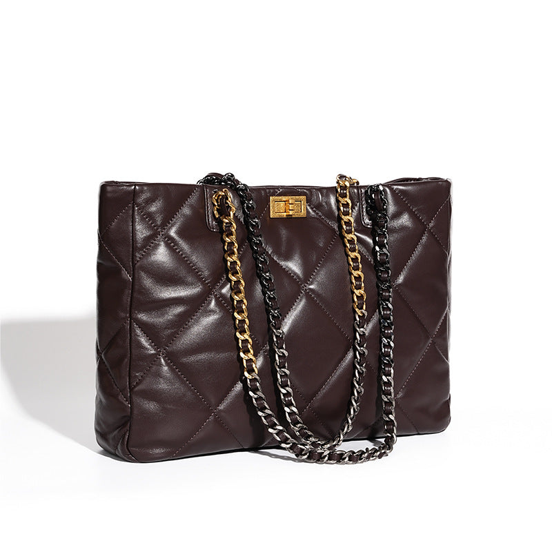 Aurora Chain Tote – Genuine Leather Handbag