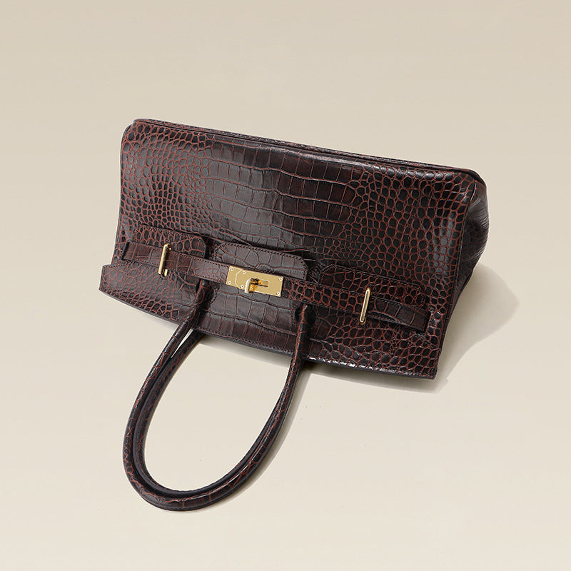 Jane Croco Maxi – Bolsa 40 cm em Couro Genuíno