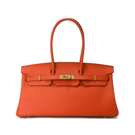 Jane Baguette – Bolsa 40 cm em Couro Genuíno Tipo Pebbled