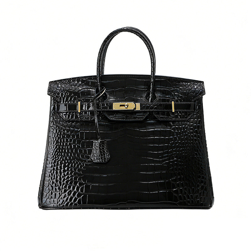 Jane Croco – Bolsa Estruturada em Couro Genuíno com Textura Crocodilo