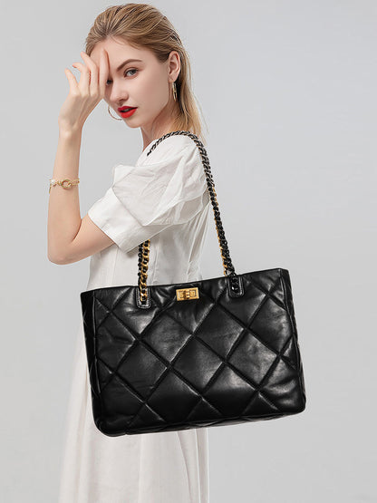 Aurora Chain Tote – Genuine Leather Handbag