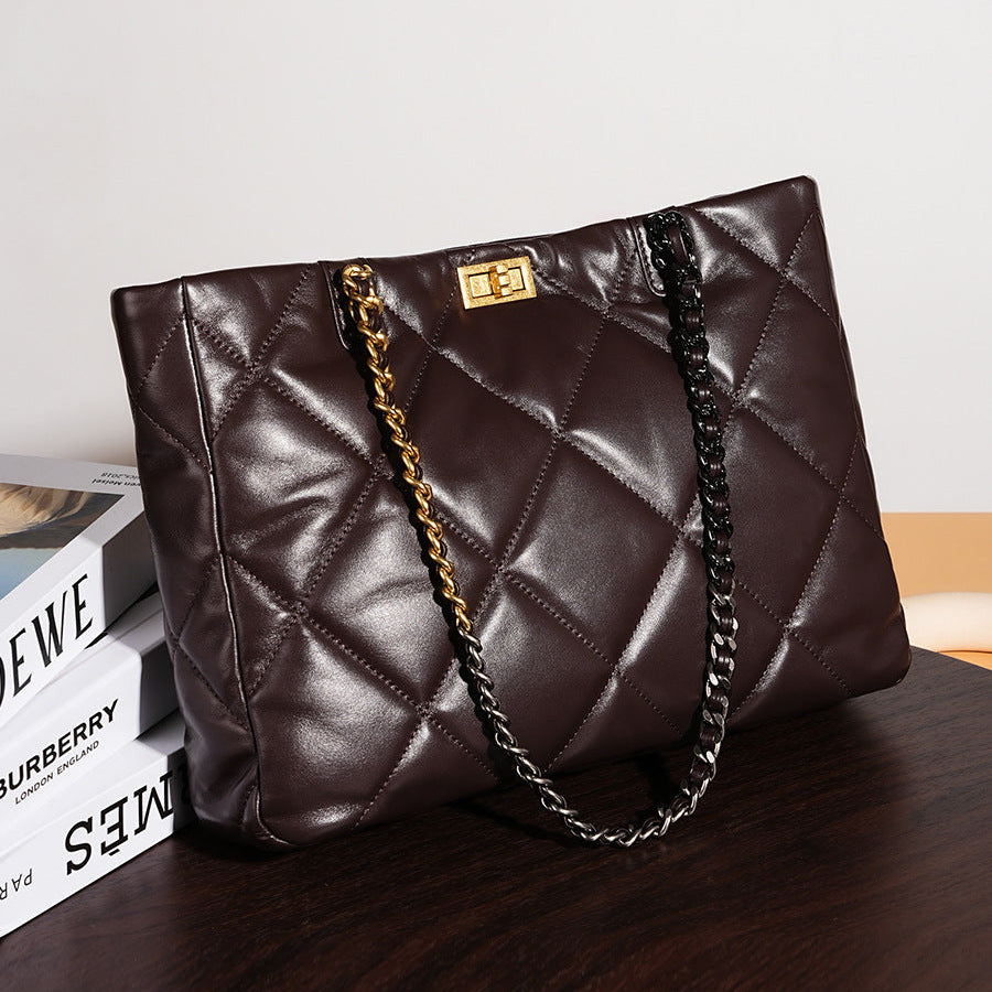 Aurora Chain Tote – Genuine Leather Handbag