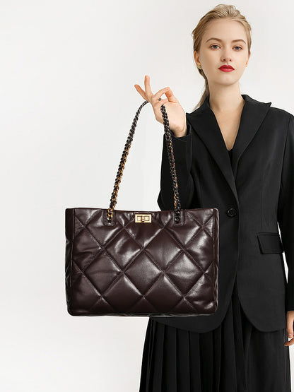 Aurora Chain Tote – Genuine Leather Handbag