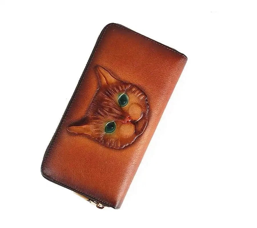 Carteira Gato Luna Vintage – Em Couro Genuíno Premium