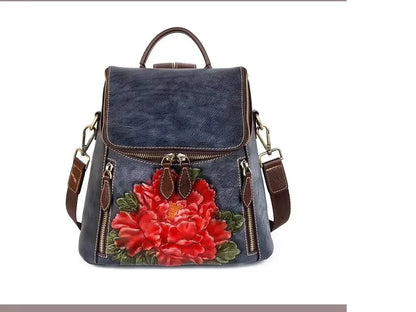 Mochila Floral Matilde Vintage – Em Couro Genuíno Premium