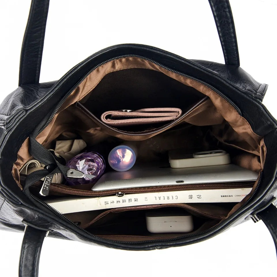 Bolsa Feminina Grande de Couro PU Macio Luxo Elegante
