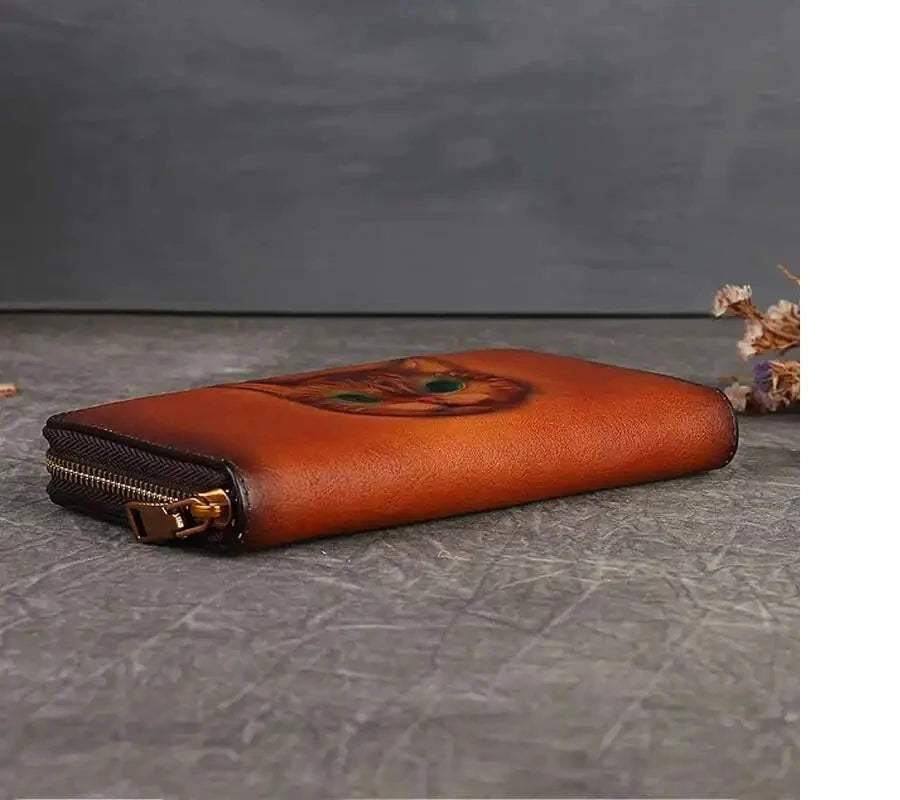 Carteira Gato Luna Vintage – Em Couro Genuíno Premium