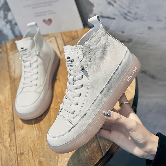 Baskets montantes en cuir véritable pour femmes