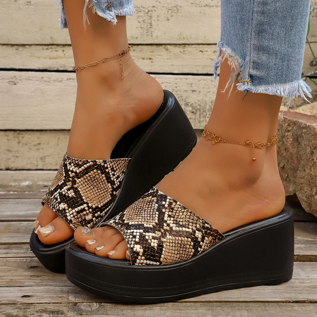 Serena Python – Sandálias Plataforma Elegantes