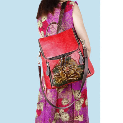 Mochila Floral Matilde Vintage – Em Couro Genuíno Premium