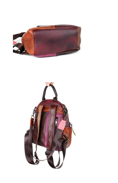 Mochila Patchwork Diana Vintage – Em Couro Genuíno Premium