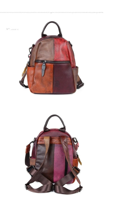 Mochila Patchwork Diana Vintage – Em Couro Genuíno Premium
