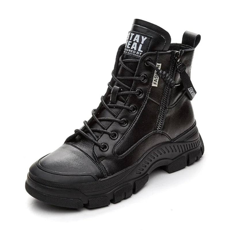Bottes pour femmes GKTINOO en cuir véritable à semelle épaisse et élégantes