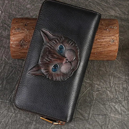 Carteira Gato Luna Vintage – Em Couro Genuíno Premium