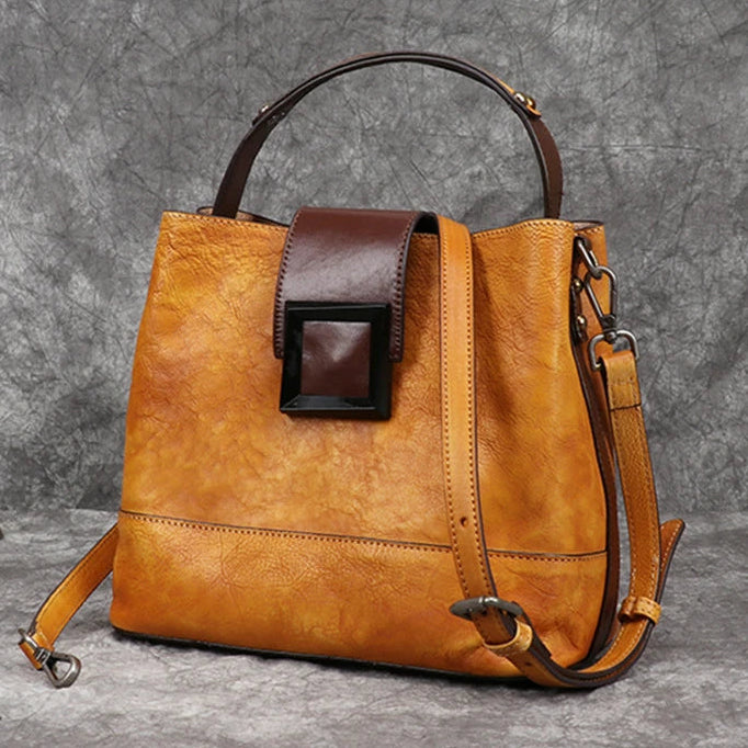 Bolsa Bucket Helena Vintage – Em Couro Genuíno Premium