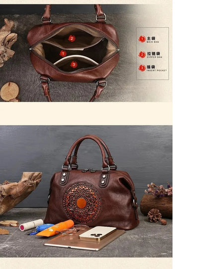 Mala Boston Camila Vintage – Em Couro Genuíno Premium