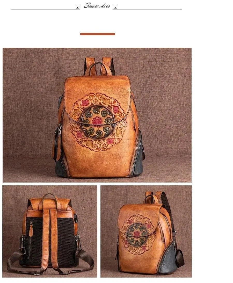 Mochila Hanami Vintage – Em Couro Genuíno Artesanal