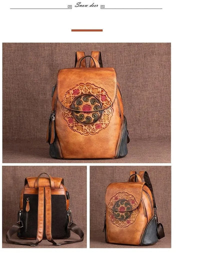 Mochila Hanami Vintage – Em Couro Genuíno Artesanal
