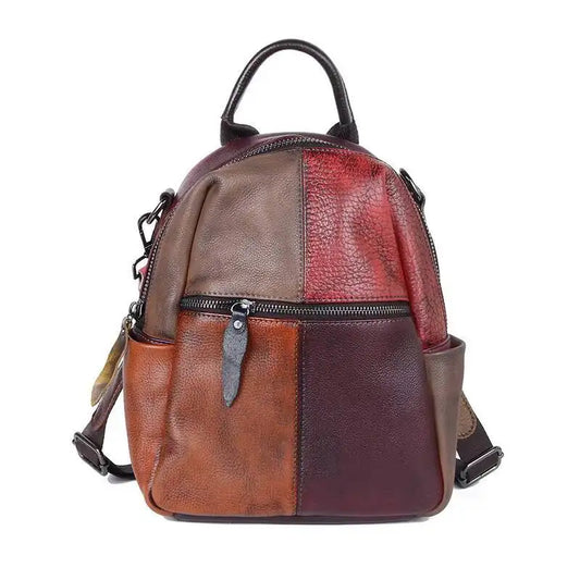 Mochila Patchwork Diana Vintage – Em Couro Genuíno Premium