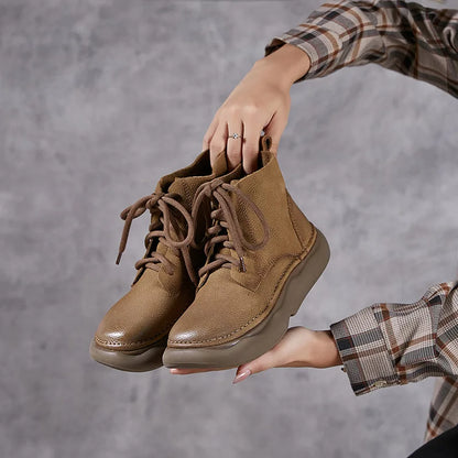Women's Genuine Thick Sole Wide Toe Boot